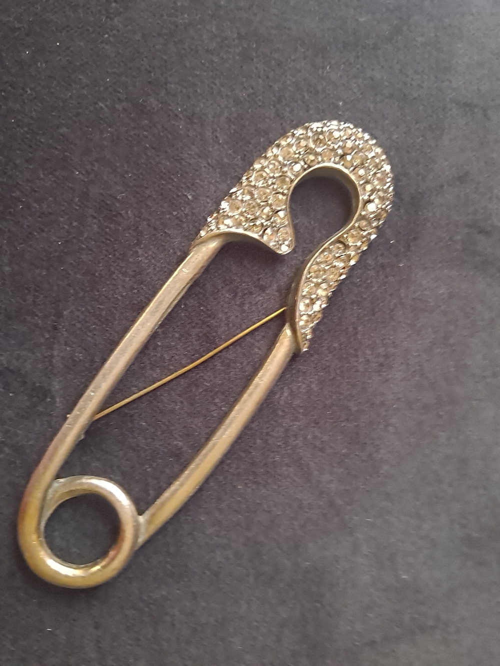 LARGE 4,5" Silver-Tone Pave Safety Pin Brooch - Women Jewelry